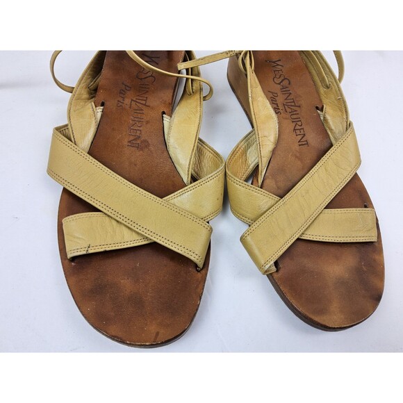 Yves Saint Laurent YSL Leather Strappy Gladiator Sandals Size S - Picture 4 of 8